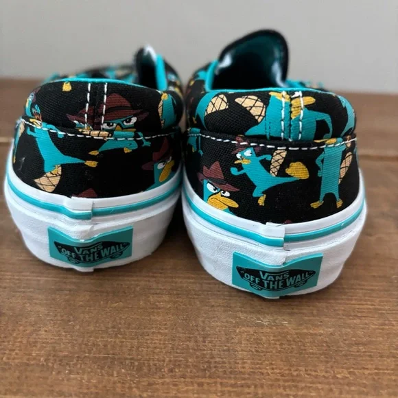 Vans Kids Slip-On Sneakers Phineas and Ferb Teal Size  1.5 - Picture 3 of 5